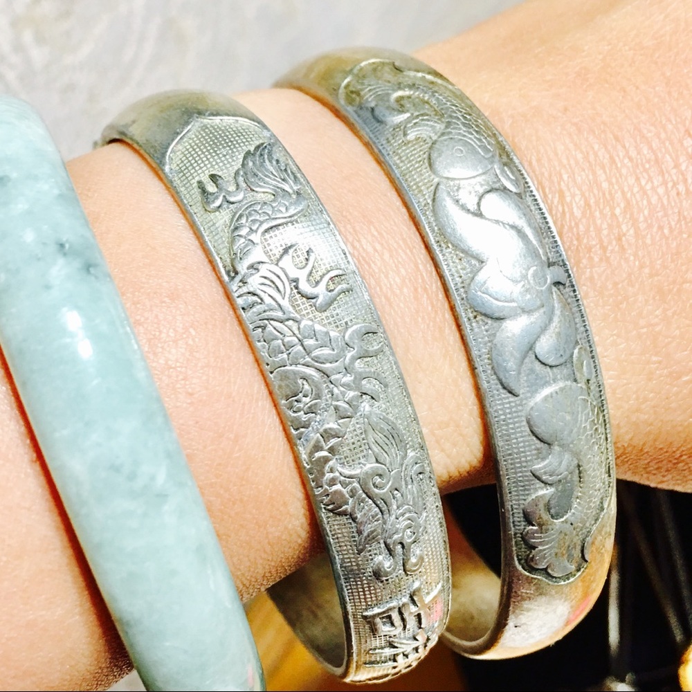 Vintage Sterling Silver Chinese Bangles